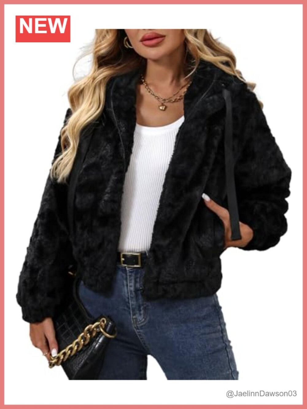 Faux Fur Crop Coat Full Zip Fleece Sherpa Jacket with Hood
